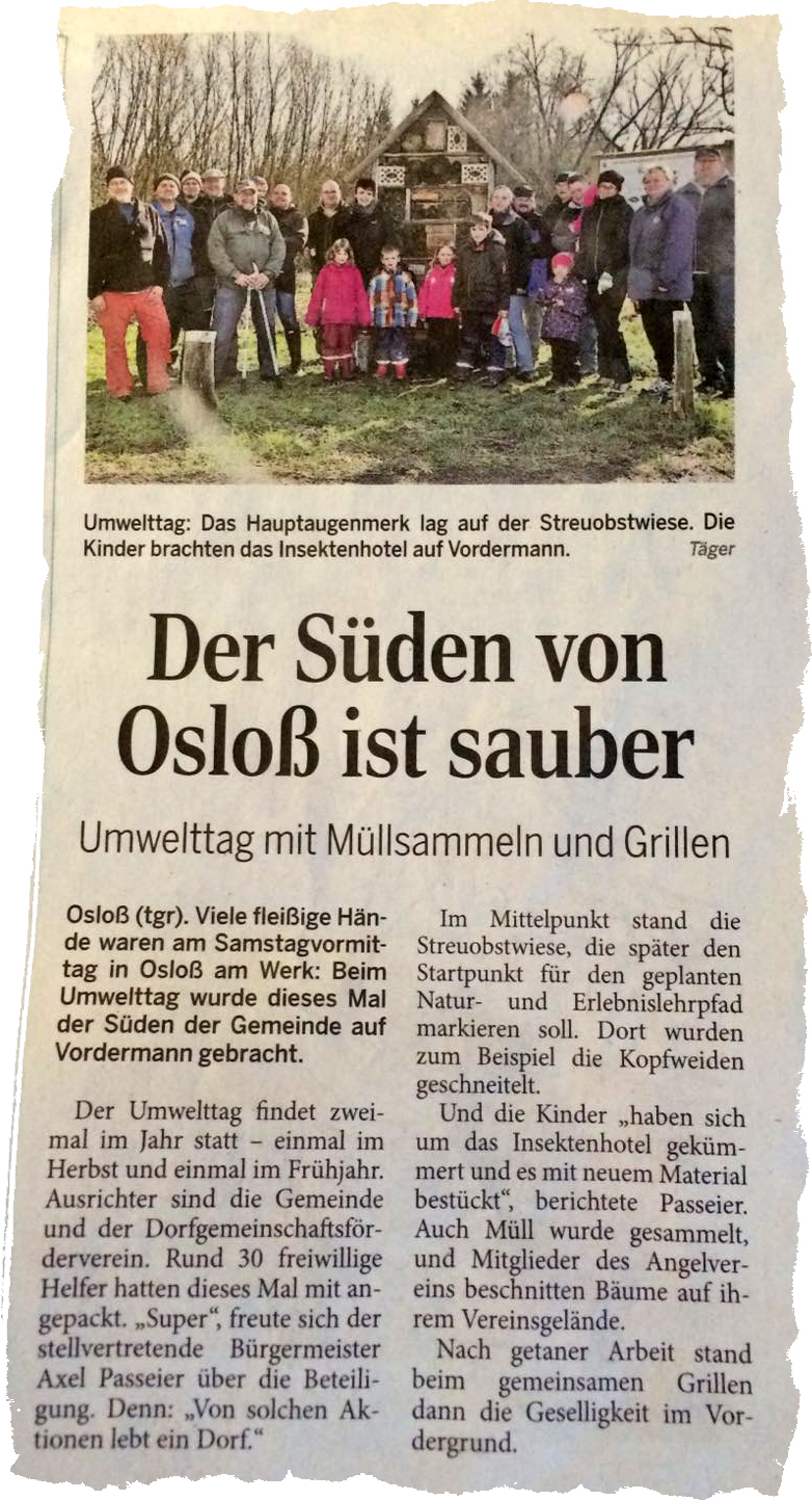 Zeitung Umwelttag Osloß 27.02.2016